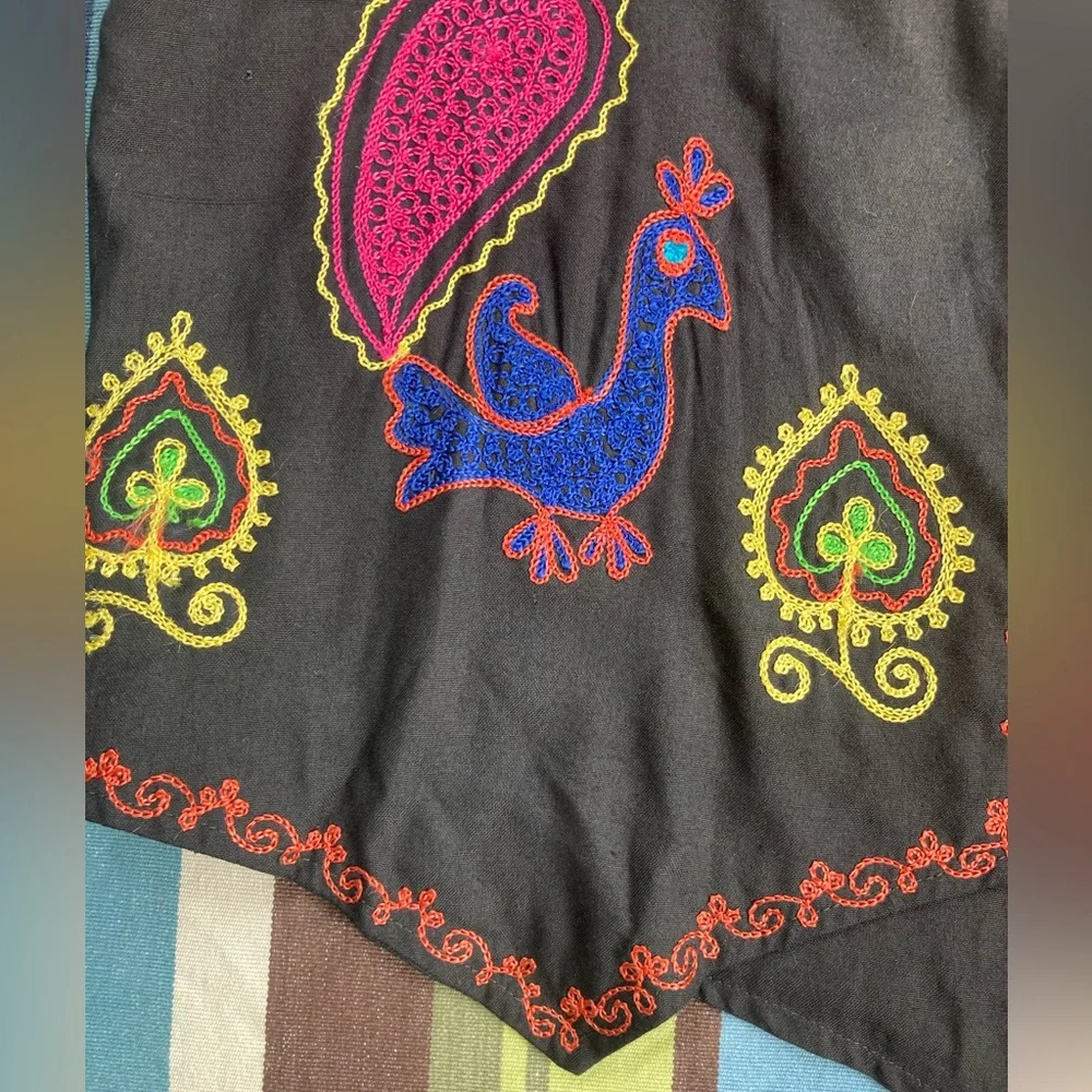 90s black embroidered boho vest small - Picture 8 of 12